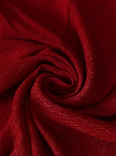 Cotton Linen Plain Hijab Scarf For Women,Muslim Viscose Crinkle Edge With Fringe,Summer Beach Wrap Headwraps Shawl - color: 42#red