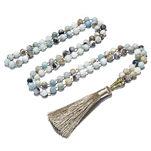 Tasbih Prayer Beads Allah & Muhammad Islamic Prayer Rosary Muslim Islam Misbaha Tasbeeh Sibha 99 Prayer Beads Necklace 33 Prayer Beads Bracelet - color: 8mm Mattle Amazonite 99 Beads