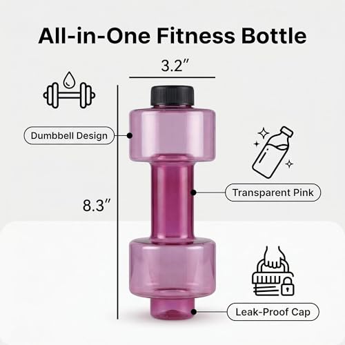 BDumbbell Shaped Sports Water Bottle Durable Plastic Gym Water Kettle For Fitness Outdoor And Daily Use - color: red