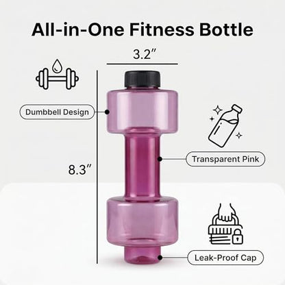 BDumbbell Shaped Sports Water Bottle Durable Plastic Gym Water Kettle For Fitness Outdoor And Daily Use - color: red