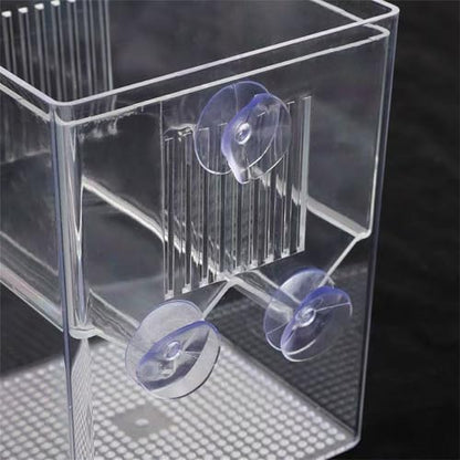 Baby Fish Breeding Box Clear Isolation Aquarium Hatchery Incubator with Suction Cups for Newborns Shrimp Fish Hatchery - color: Blue
