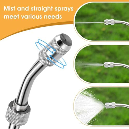 44inch Sprayer Wand, 3/8" & 1/4" Brass Barb Universal Sprayer Wand Replacement, Stainless Steel Sprayer Parts with Shut off Valve & 2 Hose Clamps, Spray Wands for Garden Hose, 1/2" Connector