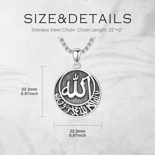 Allah Necklace 925 Sterling Silver Lotus Allah Pendant Arabic Muslim Jewelry for Women Men - style: Style-2