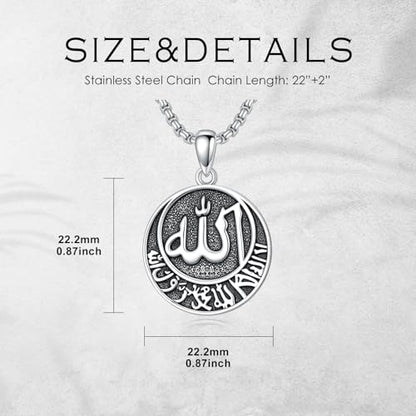 Allah Necklace 925 Sterling Silver Lotus Allah Pendant Arabic Muslim Jewelry for Women Men - style: Style-2