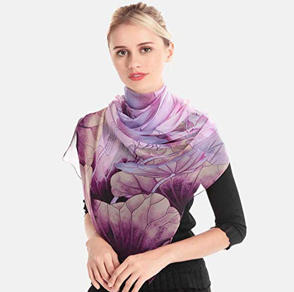 Acotavie Scarfs for Women Lightweight Fashion Scarves Print Floral Pattern Scarf Shawl Wraps - color: W02