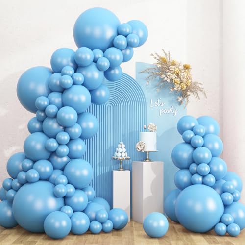 RUBFAC Light Blue Balloons Different Sizes 135pcs for Birthday Arch - color: Blue
