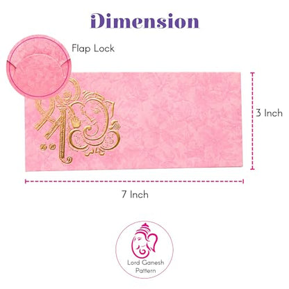 LoveNspire Money Envelopes (7 x 3 Inch) Decorative Ganesha Pattern Shagun Lifafa for Indian Wedding, Birthday | Cash Gift Holder & Home Savings Organizer Pack of 10