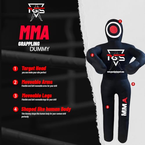 MMA Grappling Dummy Brazilian JIU Jitsu BJJ Punching Bag for Self Defense Wrestling Judo Karate Boxing Throwing Submission Standing Position - UNFILLED - color: Full Black, size: 4FT / 47"