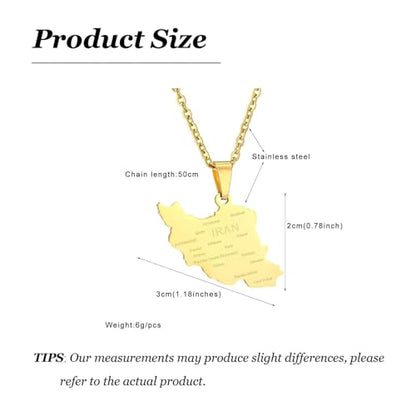 Iran Necklace Iran Map Charm Necklaces Dainty Gold Necklaces for Women Silver Jewelry Gifts for Women - color: A1