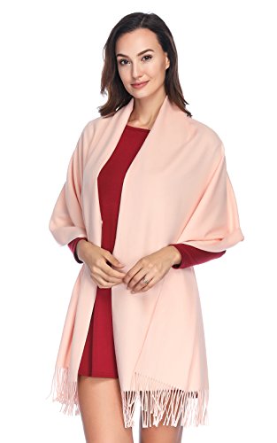 Pashmina Shawl Wraps Scarves Evening Dresses Wedding Bridesmaid for Women - color: Pink Orange