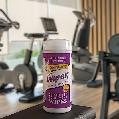 Wipex Original Fitness Equipment Wipes -EWG Verified - 50 Count Plant-Based No-Lint Cloth Gym Wipes for Workout Equipment, Yoga Mat Cleaner, Peloton Cleaner with Lavender Essential Oil & Vinegar, - size: 50 Count (Pack of 1)