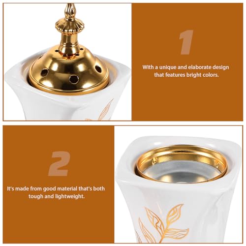 HOMSFOU Electric Incense Burner Ceramic Bakhoor Burner for Home Aromatherapy Yoga Spa Middle Eastern Style 2.76 Inch Compact Design with Us Plug