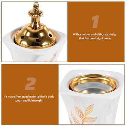 HOMSFOU Electric Incense Burner Ceramic Bakhoor Burner for Home Aromatherapy Yoga Spa Middle Eastern Style 2.76 Inch Compact Design with Us Plug