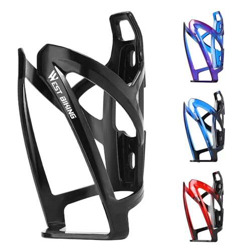 West Biking Bike Water Bottle Cages Ultra-Light Durable PC Bicycle Bottle Holder with Screws Tool, Easy Installation Bicycle Drink Cup Holders Cycling Kettle for MTB Road Bikes - color: Black