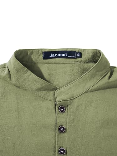 Jacansi Men's Muslim Buttoned Thobe Long Tunic, Oversized & Extra Long, Arabic Style with Pockets - color: Army Green, size: Medium