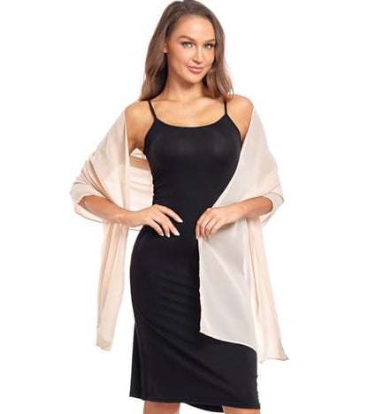 Shawl and Wrap for Evening Dresses Wedding Sheer Scarfs Women Scarve - color: Champagne, size: 72''×18''