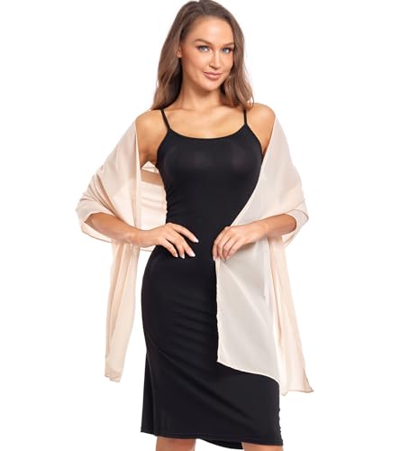 Shawl and Wrap for Evening Dresses Wedding Sheer Scarfs Women Scarve - color: Champagne, size: One Size