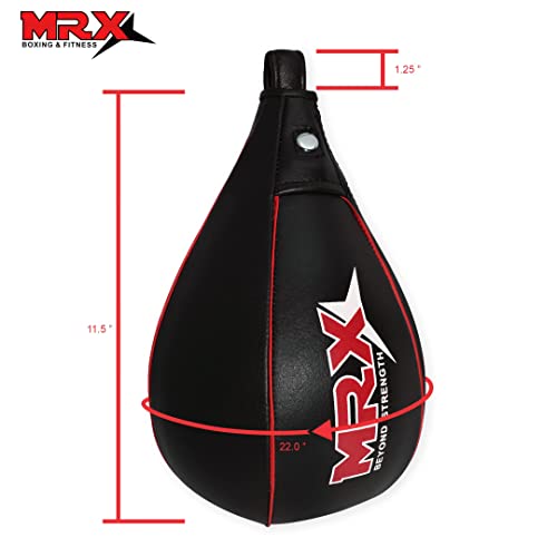 MRX Speed Punching Bags Genuine Leather MMA Training Speed Bag Muay Thai SpeedKills Punching, Dodge Striking Bag for Workout Pro Boxing Bag for Home Gym Kids, Men, Women - color: Full Black Red