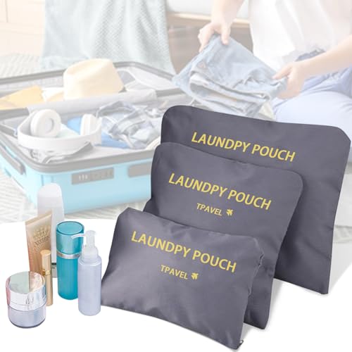 Travel Organizer 3 Set Traveling Storage Bags Multi-functional Luggage Packing Organizers Travel Zipper Pouch for Cosmetics Passport, Socks (Grey 3PCS) - color: Grey