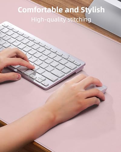 Leather Desk Pad Protector - 48" x 17" Office and Home Desk Cover Mat, Non-Slip PU Leather, Waterproof (Light Pink) - color: Light Pink, size: 48" x 17"
