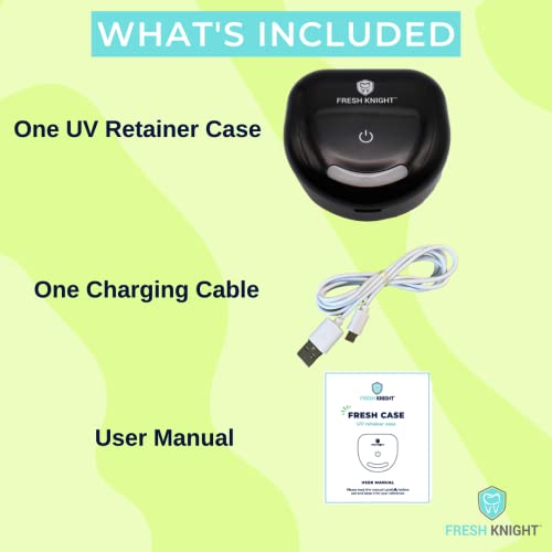 FRESH KNIGHT UV Retainer Case | UVC Retainer Cleaner, Disinfects Cleans and Removes Odors, Mouth Guard Case, compatible for Invisalign Container (Black-UV) - color: Black UV