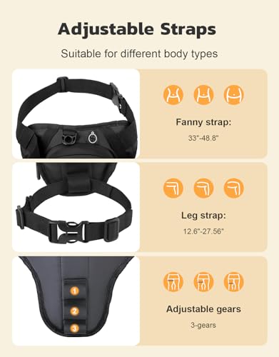 Thigh Bag with Leg Strap, Drop Leg Bag for Women Men, Water-Resistant Motorcycle Leg Bag, Sturdy EVA Drop Leg Pouch, Expandable Storage Tactical Hip Bag for Cycling Hiking Climbing Fishing