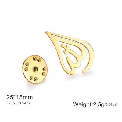 Dreamtimes Islamic Allah Ayatul Kursi Stainless Steel Brooch Pin for Men- Elegant Hijab Pin Muslim Women Jewelry Durable Quran Pendant for Prayer Gift for Eid & Ramadan - color: Gold-1