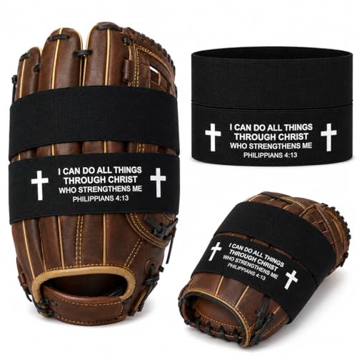 4pcs Softball Glove Wrap with Bible Verse, Speeds Up Break in Process Baseball & Softball Elastic Glove Wrap Strap Band Accessory for Quickly Keep Pocket Formed and Players
