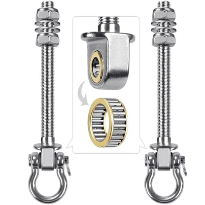 SELEWARE Heavy Duty Bearing Swing Hangers, 2 Pack Stainless Steel Swing Hooks for Wood and Steel Beam, Swing Hardware for Hammock, Yoga Swing, Porch Swing, Heavy Bag, 7" x M2/5", 1500LB Capacity - color: 2 Pack Bearing Hangers (7" X M2/5" Threaded Rod)