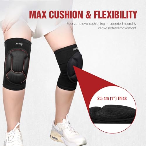 Protective Knee Pads for Men, Women & Kids – 1 Pair Thick Foam Cushioned Pads for Volleyball, Dance, Gardening, Wrestling & Kneeling – Durable Protection for Work & Sports (L: 22–25") - size: L: 22–25"