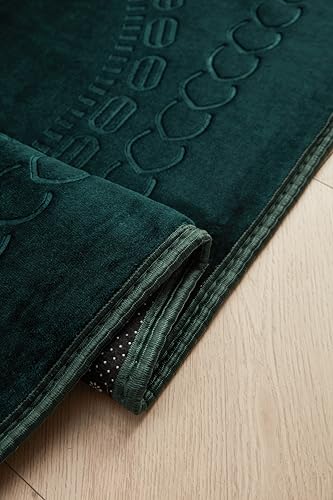 Prayer Rug Muslim Mat Islamic - Thick Large Padded Sajadah with Islam Prayer Beads for Eid Travel Ramadan, Soft Luxury Great for Knees and Forehead (Green R) - color: Greenr