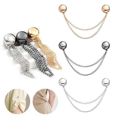 Magnetic Clothing Clips for Women & Hijab, 6 Pcs Multi-Function No Damage Clips for Shirt, Sweater, Pant Cuff & Hem, Strong Magnets with Chain