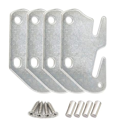 Bitray Wood Bed Plates Rail Hook Plates for Bed Frame Bracket Replacement | 4pcs, Silver丨Iron Nickel-Plated丨3.8x2.3x0.08in丨Rust-Proof Hardware丨with Screws丨for Wooden Bed Frames, Headboards, Footboard - style: 4pcs