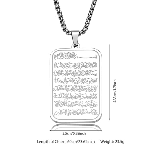 WETMT Allah Necklace for Men Women Gold Allah Muslim Pendant Necklace Silver Islam Arabic Eid Ramadan Necklace Trendy Elegant Jewelry Accessories - color: sliver