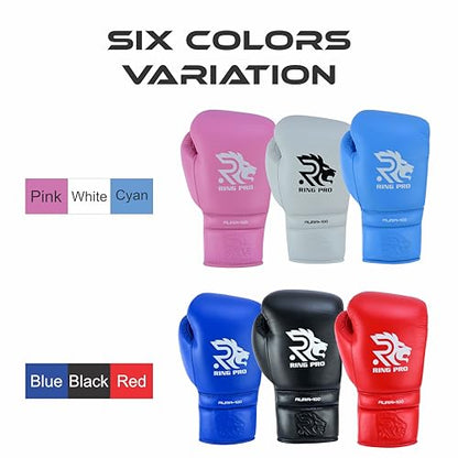 Aura 100 Full Grain Leather Lace Up Boxing Gloves for Men & Women – Professional Training, Sparring, Competition, Muay Thai, Kickboxing & Heavy Bag Gloves - color: Black, size: 12 OZ