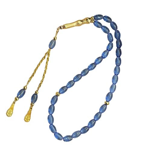 Oval Beads Glass Islamics Prayer Beads Tasbih With Gold Tassels For Daily Devotion And Cultural Event - color: Transparent