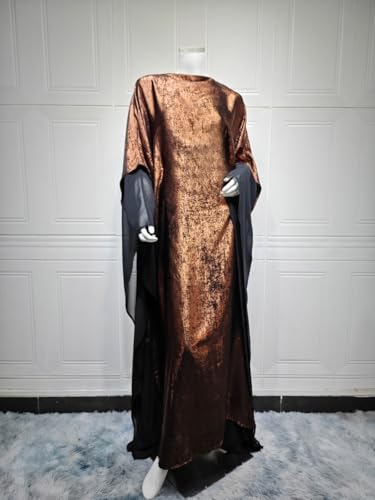 Kaftan Abaya Dubai Style Abaya Daily Smooth Flowy Muslim Dress Women Clothes - color: Brown