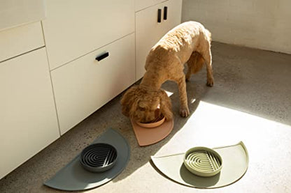 Should We Go? Waterproof Silicone Dog Food Mat – Medium Size Non-Slip Pet Bowl Mat, Raised Edge Design, Easy-to-Clean Pet Food Placemat for Dog & Cat Bowls, 21" Across x 10.5" Deep - Charcoal - color: Charcoal, size: Medium