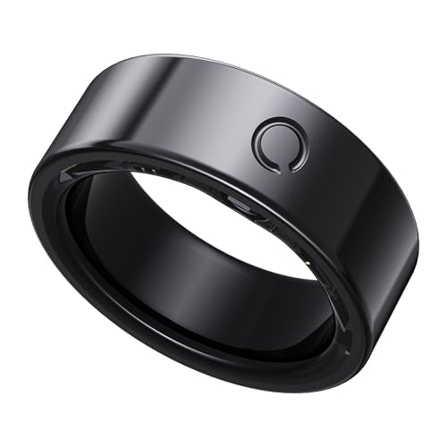 opove O Ring Smart Ring for Women Men, Black-Size 9, Size Before You Buy - color: Black, size: 9