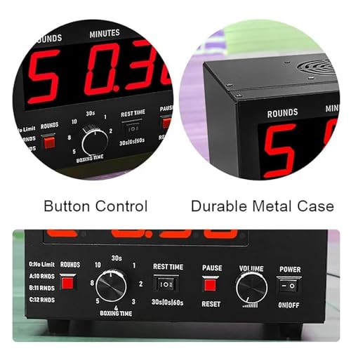 Professional Gym Interval Timer, Boxing Interval Clock with Large Clear LED Display and Buzzer, Volume Adjustable, Rest Time and Training Time Adjustable Flexibly, for Gym, Boxing Gym - color: Blue