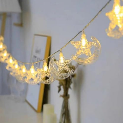 LED String Light Warm White USB Plug-in Star Moon Castle Festival Light Ramadan Decoration Mubarak A USB Plug