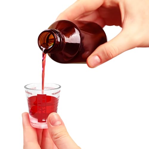 Kolder Mini Measure Heavy Glass, 20-Incremental Measurements Multi-Purpose Liquid and Dry Measuring Shot Glass, Red - color: Red, size: Single