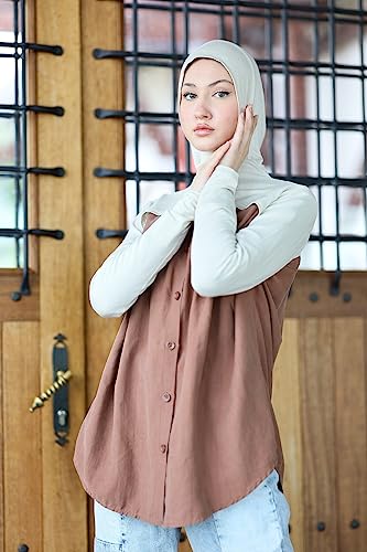 para life Hijab-Dickey-BoleroArm Sleeve With Hijab-Hijab&Armsleeve|Shrugs For Women-Arm Sleeve|Arm Sleeves For Women - color: Beige