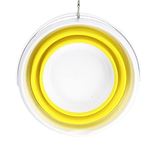 SAMMART 5.5L (1.4 Gallon) Collapsible Plastic Bucket - Foldable Round Tub - Portable Fishing Water Pail - Space Saving Outdoor Waterpot (White/Lemon) - color: White/Lemon