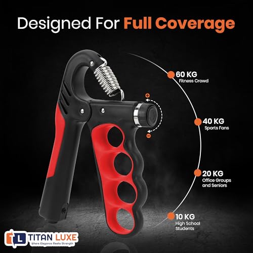 Grip Strength Trainer – Adjustable Resistance Hand Grip Strengthener (11-220 Lbs/5-100KG) with Auto Electronic Counter | Forearm & Finger Exerciser for Athletes, Musicians, Injury Recovery - color: Red