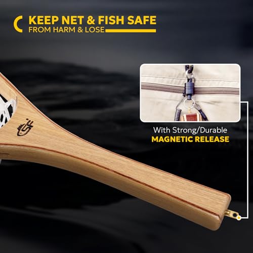 SF Fly Fishing Landing Net Soft Rubber Mesh Trout Net Catch and Release Net - style: Square Head Combo-elm Wood a