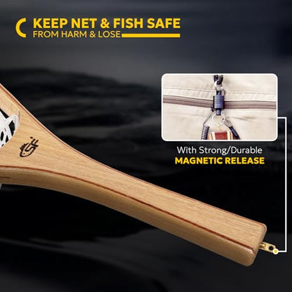 SF Fly Fishing Landing Net Soft Rubber Mesh Trout Net Catch and Release Net - style: Square Head Combo-elm Wood a