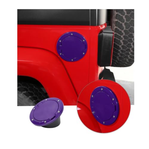 JWWY for JK Fuel Tank Cap Gas Cap Fuel Filler Petrol Tank Cover Protection Fit for Jeep Wrangler JK 2007-2017 Exterior Accessories Aluminum Alloy Purple（New Model） - color: Purple