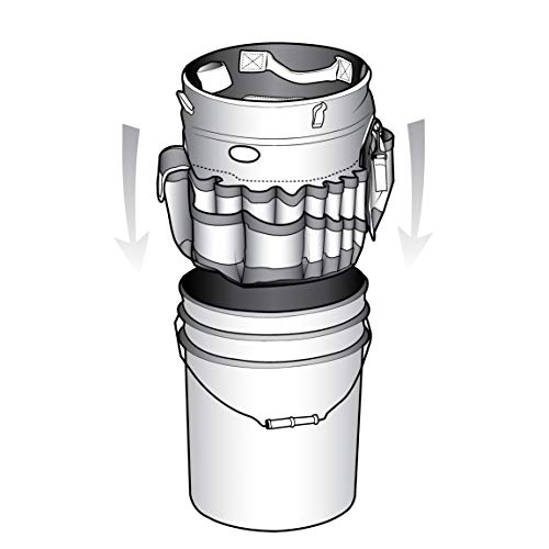 Bucket Boss Auto Boss Wash Boss Organizer for a 5 Gallon Bucket, with Fast-Drying, Exterior Mesh Pockets for Car Supplies, Allowing for Soap and Water in the Bucket, in Black, AB30060