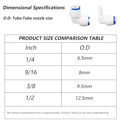 1/4" Push-Fit Elbow & Straight Combo for RO System, 5 Pcs | 90-degree elbow and straight push-in adapters for reverse osmosis water filters, purifiers & under sink plumbing. - style: 1/4 inch quick connect elbow